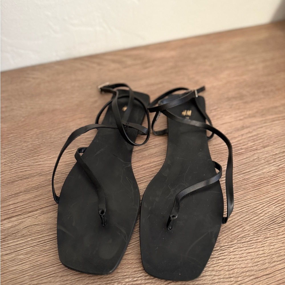 H&M Elegant Black Strappy Sandals 8.5